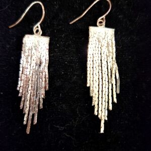 Sterling electroplated fringe earrings. Hooks appear to be copper/silver